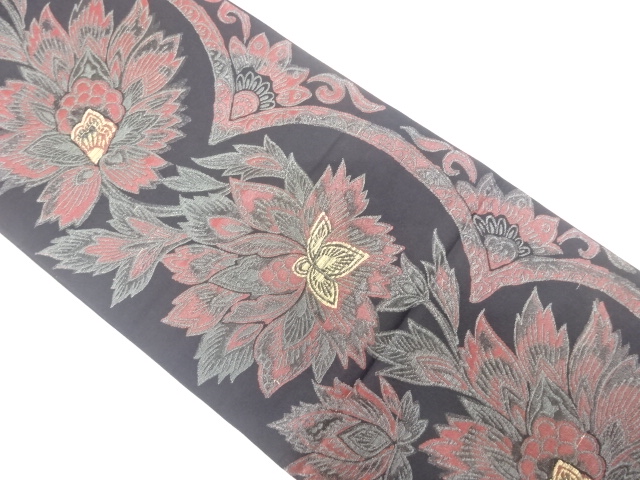 JAPANESE KIMONO / ANTIQUE FUKURO OBI / SILK / WOVEN CHINESE FLOWER